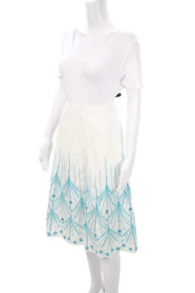 Lafayette 148 New York Womens A-Line Linen Skirt White Size 16