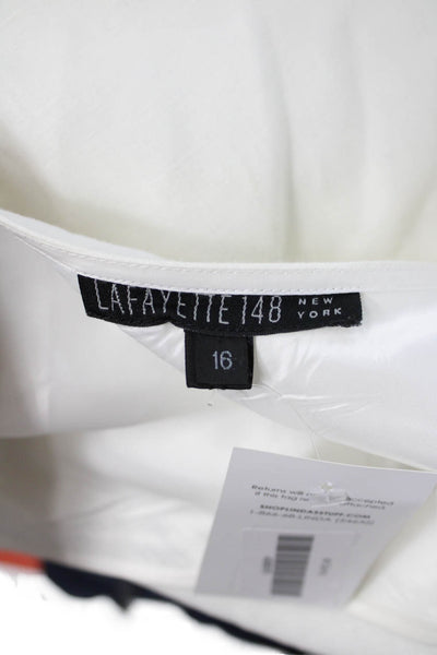 Lafayette 148 New York Womens A-Line Linen Skirt White Size 16