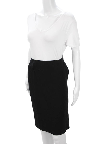Linda Allard Ellen Tracy Womens Black Wool Straight Pencil Skirt Solid Size XL