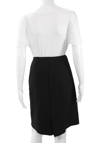 Linda Allard Ellen Tracy Womens Black Wool Straight Pencil Skirt Solid Size XL