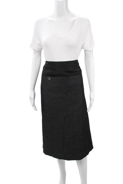Gianfranco Ferre Womens Black Denim Pencil Knee Skirt Maternity Size XL