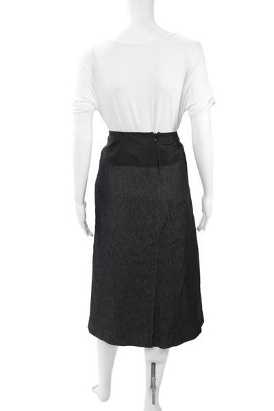 Gianfranco Ferre Womens Black Denim Pencil Knee Skirt Maternity Size XL