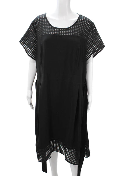 City Chic Womens Plus Shift Dress Black Check Knee Length Short Sleeve Size XL