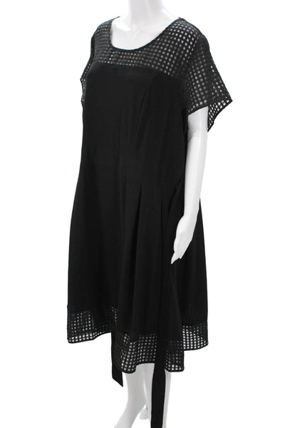 City Chic Womens Plus Shift Dress Black Check Knee Length Short Sleeve Size XL