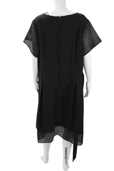 City Chic Womens Plus Shift Dress Black Check Knee Length Short Sleeve Size XL