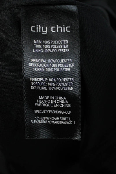 City Chic Womens Plus Shift Dress Black Check Knee Length Short Sleeve Size XL