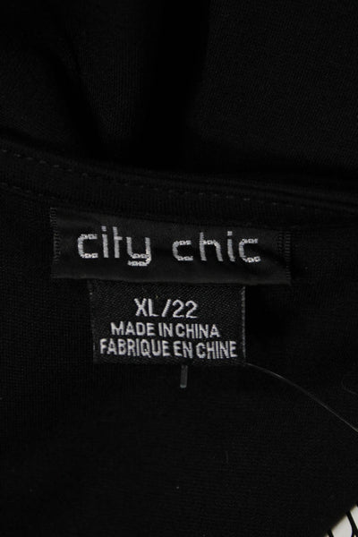 City Chic Womens Plus Tank Dress Sleeveless Square Neck Black Size XL