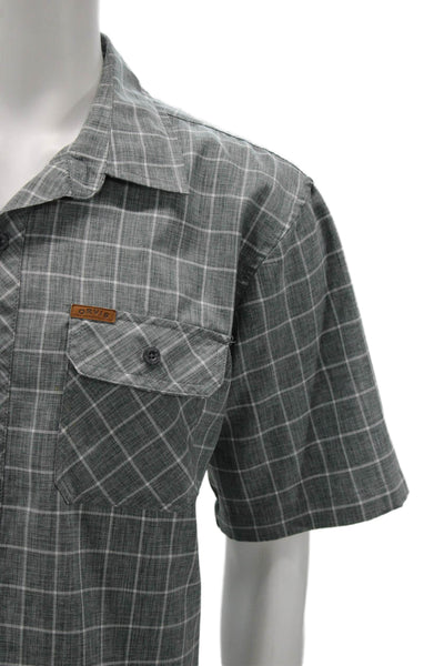 Orvis Mens Collared Short Sleeve Casual Button-Down Shirt Gray Size L