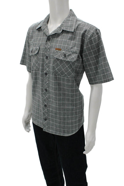 Orvis Mens Collared Short Sleeve Casual Button-Down Shirt Gray Size L