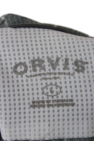Orvis Mens Collared Short Sleeve Casual Button-Down Shirt Gray Size L
