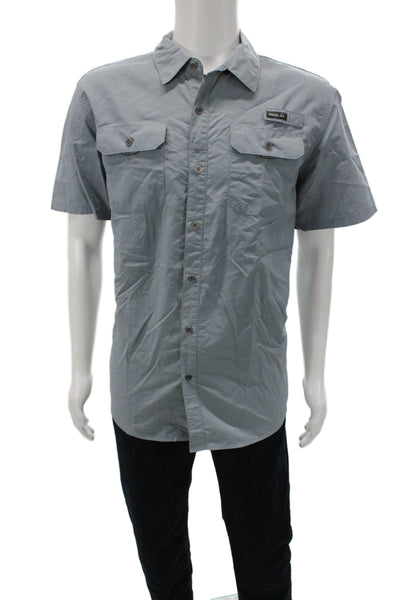Wrangler Mens Collared Short Sleeve Casual Button-Down Shirt Blue Size XL