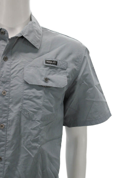 Wrangler Mens Collared Short Sleeve Casual Button-Down Shirt Blue Size XL