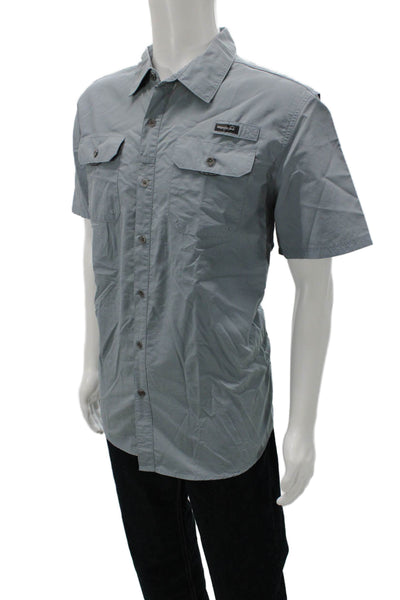 Wrangler Mens Collared Short Sleeve Casual Button-Down Shirt Blue Size XL