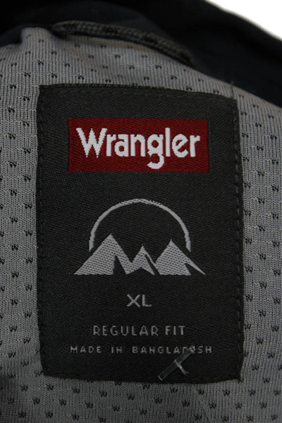 Wrangler Mens Short Sleeve Casual Collared Button-Down Shirt Solid Blue Size XL