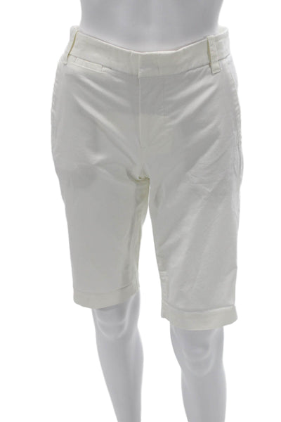 Vince Unisex Bermuda Chino Shorts White Zip Cotton Spandex Size 4