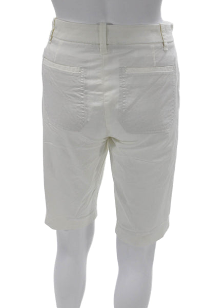 Vince Unisex Bermuda Chino Shorts White Zip Cotton Spandex Size 4