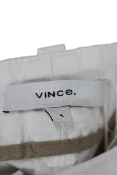 Vince Unisex Bermuda Chino Shorts White Zip Cotton Spandex Size 4
