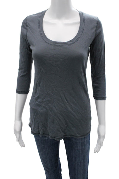 Michael Stars Women T-Shirt Maternity Dark Gray Cotton 3/4 Sleeve Size One Size