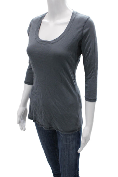 Michael Stars Women T-Shirt Maternity Dark Gray Cotton 3/4 Sleeve Size One Size