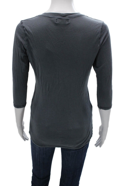 Michael Stars Women T-Shirt Maternity Dark Gray Cotton 3/4 Sleeve Size One Size