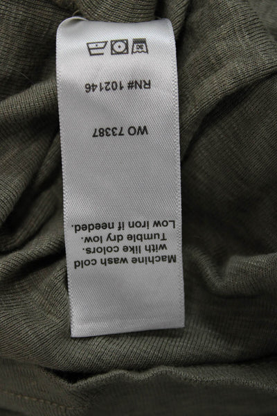 Michael Stars Womens Basic Green T-Shirt 3/4 Sleeve Round Neck Size One Size