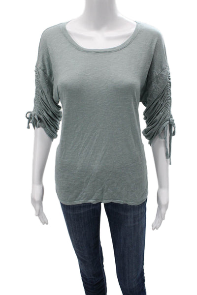 Michael Stars Women Gray Basic 3/4 Sleeve Round Neck T-Shirt Size One Size