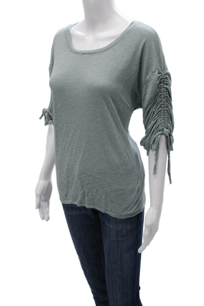 Michael Stars Women Gray Basic 3/4 Sleeve Round Neck T-Shirt Size One Size