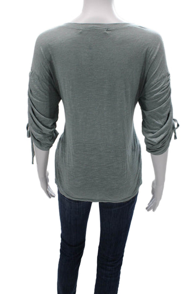 Michael Stars Women Gray Basic 3/4 Sleeve Round Neck T-Shirt Size One Size