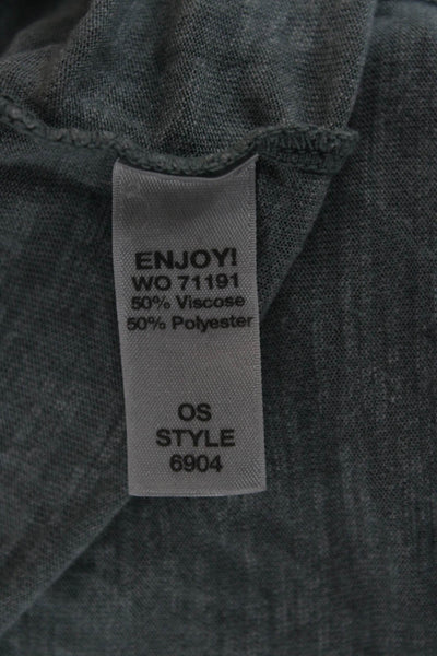 Michael Stars Women Gray Basic 3/4 Sleeve Round Neck T-Shirt Size One Size