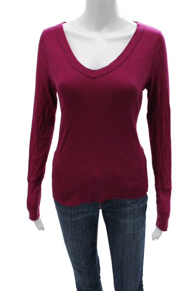 Michael Stars Womens Purple Cotton V-Neck Maternity Long Sleeve T-Shirt Size S