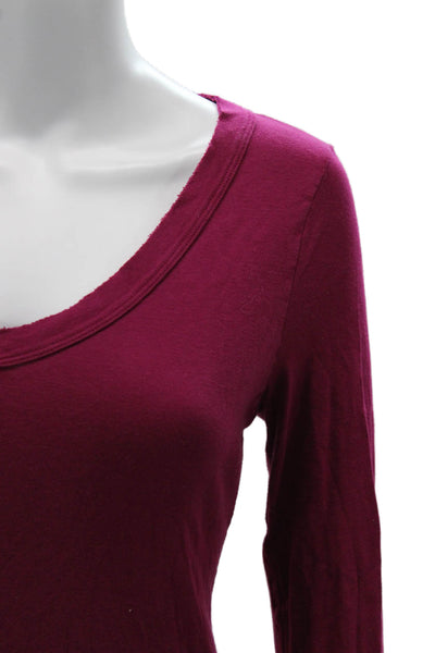 Michael Stars Womens Purple Cotton V-Neck Maternity Long Sleeve T-Shirt Size S