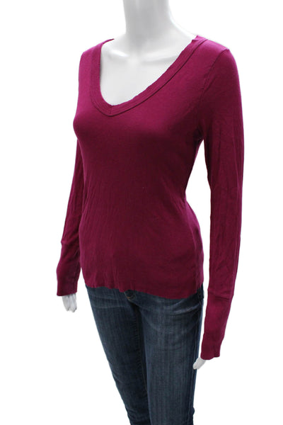 Michael Stars Womens Purple Cotton V-Neck Maternity Long Sleeve T-Shirt Size S