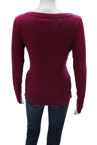 Michael Stars Womens Purple Cotton V-Neck Maternity Long Sleeve T-Shirt Size S