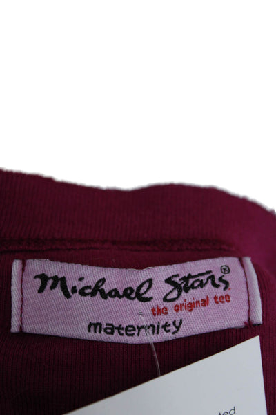 Michael Stars Womens Purple Cotton V-Neck Maternity Long Sleeve T-Shirt Size S