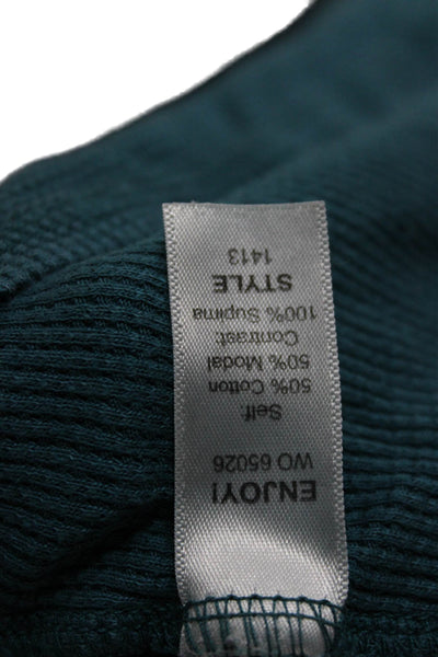 Michael Stars Womens Button-Up V-Neck Long Sleeve Blue Cotton Size One