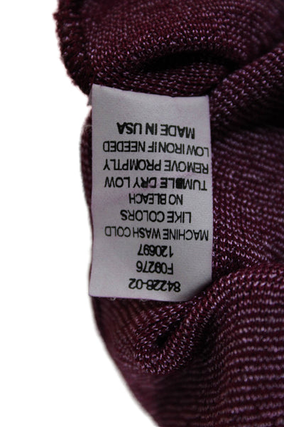 Michael Stars Women Basic T-Shirt Purple V-Neck Long Sleeve Solid Size One Size