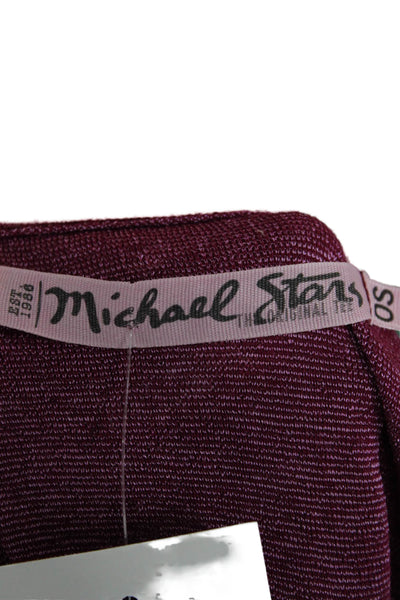 Michael Stars Women Basic T-Shirt Purple V-Neck Long Sleeve Solid Size One Size