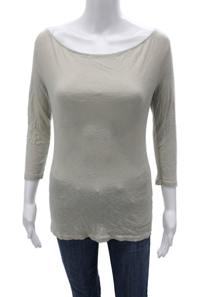 Michael Stars Women Basic T-Shirt Beige 3/4 Sleeve Size One Size