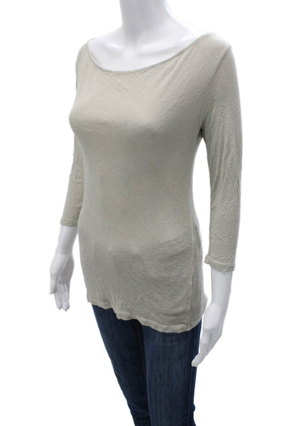 Michael Stars Women Basic T-Shirt Beige 3/4 Sleeve Size One Size