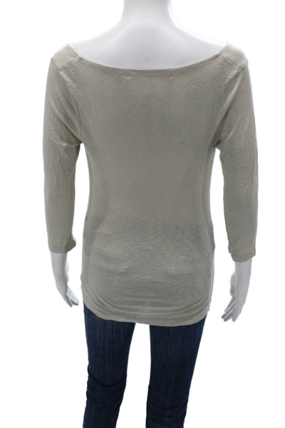 Michael Stars Women Basic T-Shirt Beige 3/4 Sleeve Size One Size