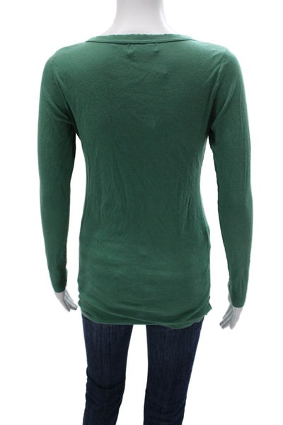 Michael Stars Womens Button-Up Green Cotton Long Sleeve Size One Size