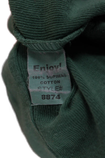 Michael Stars Womens Button-Up Green Cotton Long Sleeve Size One Size
