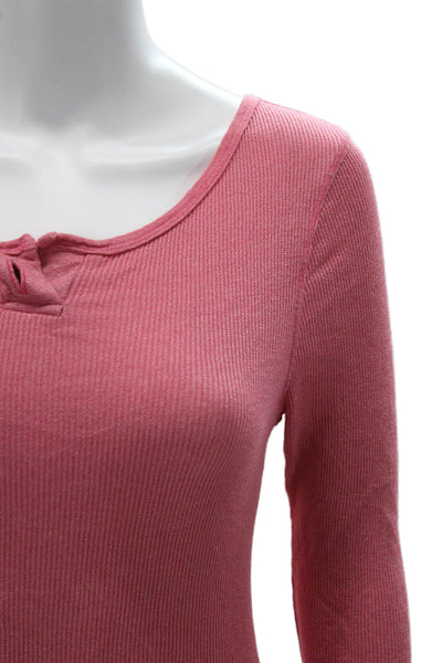 Michael Stars Womens Basic Pink Long Sleeve Round Neck T-Shirt Size One Size