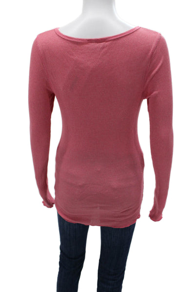 Michael Stars Womens Basic Pink Long Sleeve Round Neck T-Shirt Size One Size