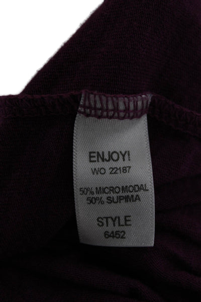 Michael Stars Womens Basic V-Neck Long Sleeve T-Shirt Purple Size One Size