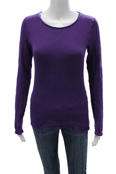 Michael Stars Women Basic Long Sleeve T-Shirt Purple Size One Size