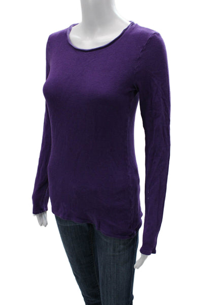 Michael Stars Women Basic Long Sleeve T-Shirt Purple Size One Size