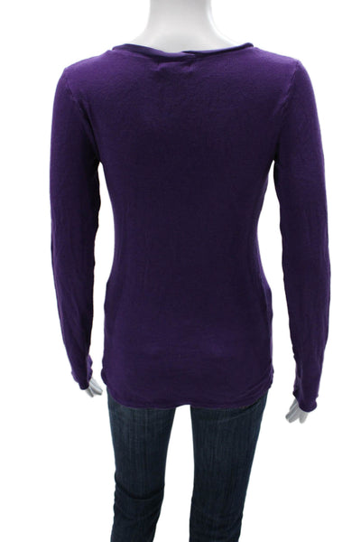 Michael Stars Women Basic Long Sleeve T-Shirt Purple Size One Size