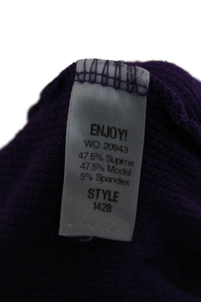 Michael Stars Women Basic Long Sleeve T-Shirt Purple Size One Size