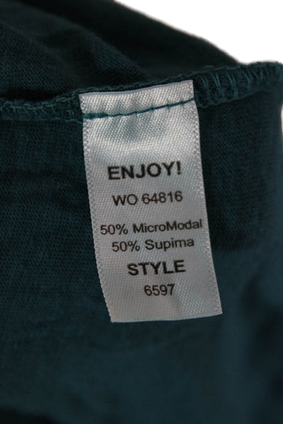 Michael Stars Women Long Sleeve Tunic T-Shirt Green Round Neck Size One Size